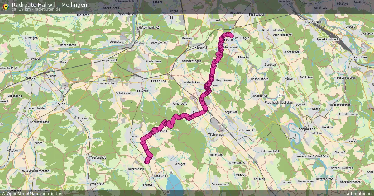 Fahrradroute Hallwil – Mellingen (19 km) – Rad-Routen.de