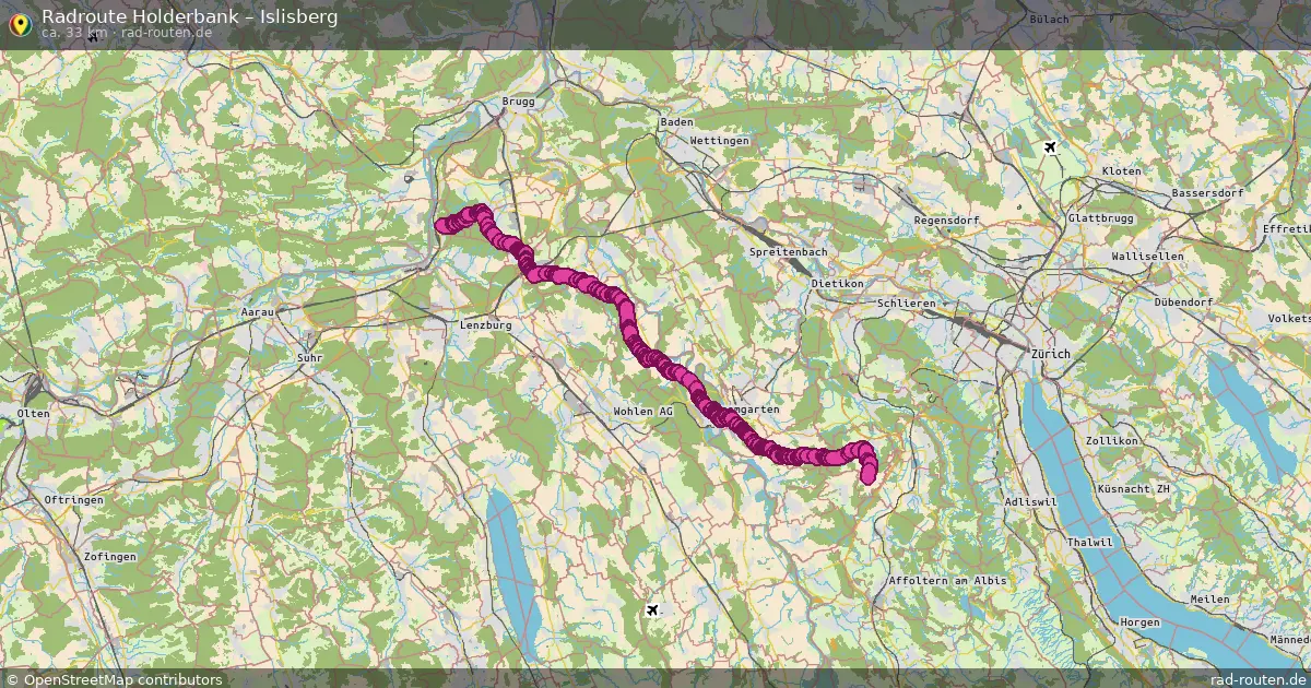 Fahrradroute Holderbank – Islisberg (33 km) – Rad-Routen.de