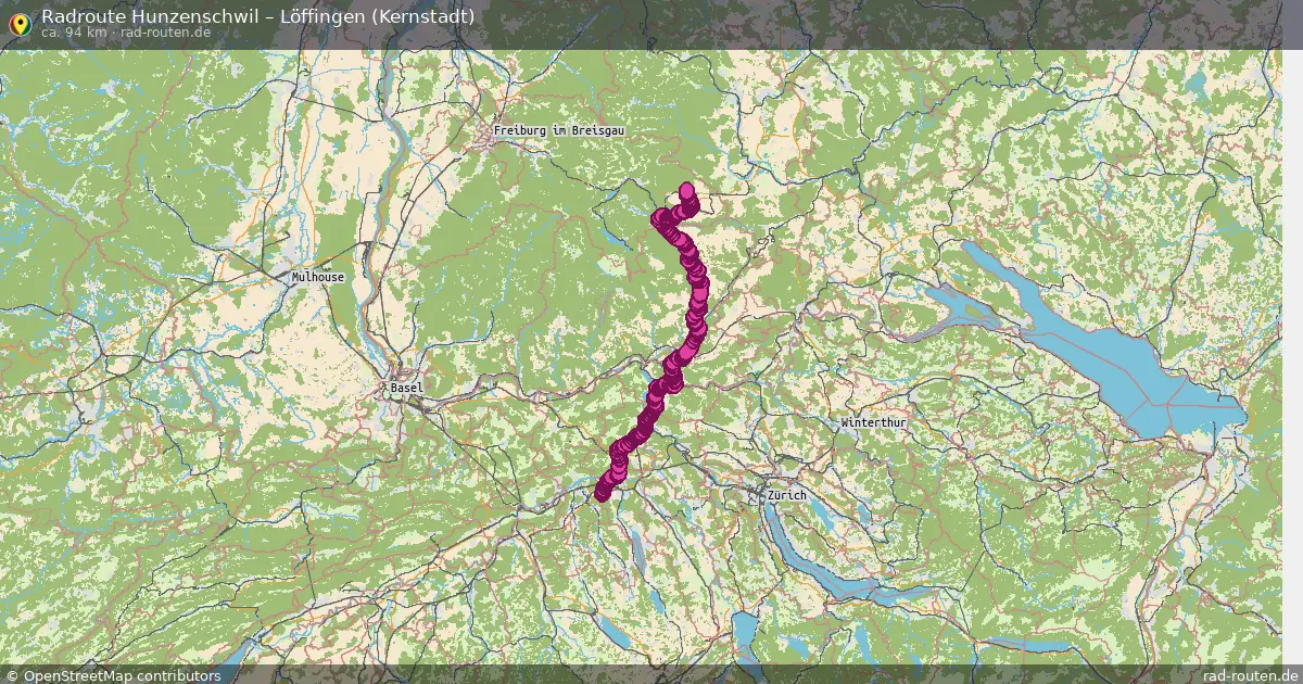 Fahrradroute Hunzenschwil – Löffingen (Kernstadt) (94 km) – Rad-Routen.de