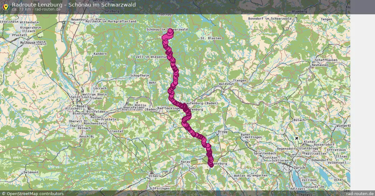 Fahrradroute Lenzburg – Schönau Im Schwarzwald (73 km) – Rad-Routen.de