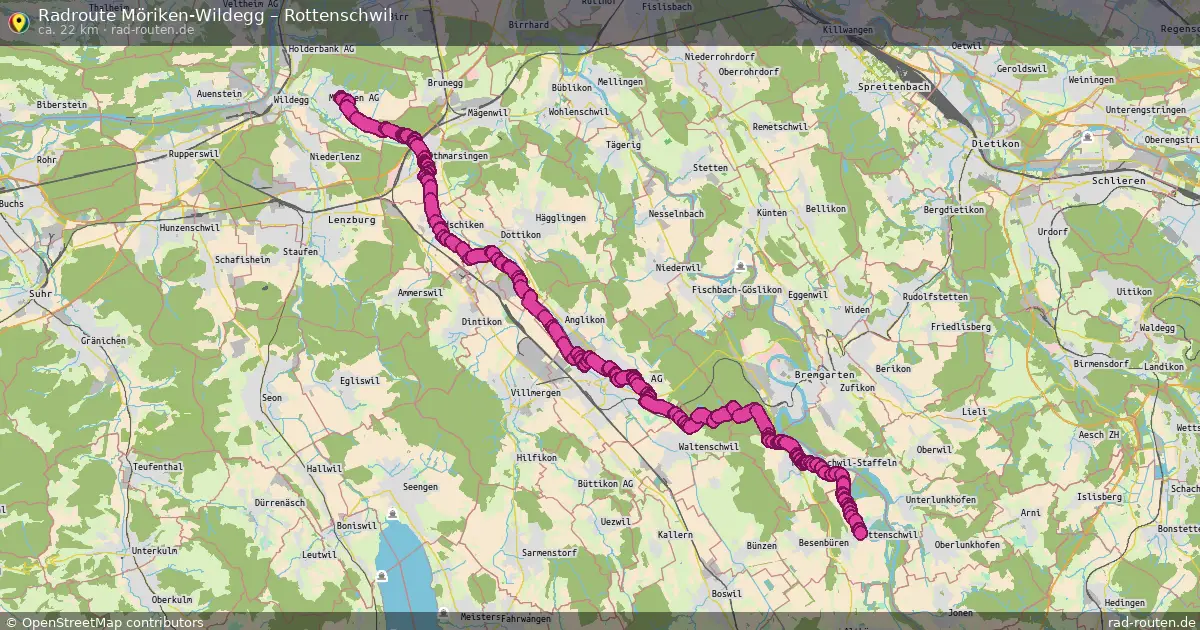 Fahrradroute Möriken-Wildegg – Rottenschwil (22 km) – Rad-Routen.de