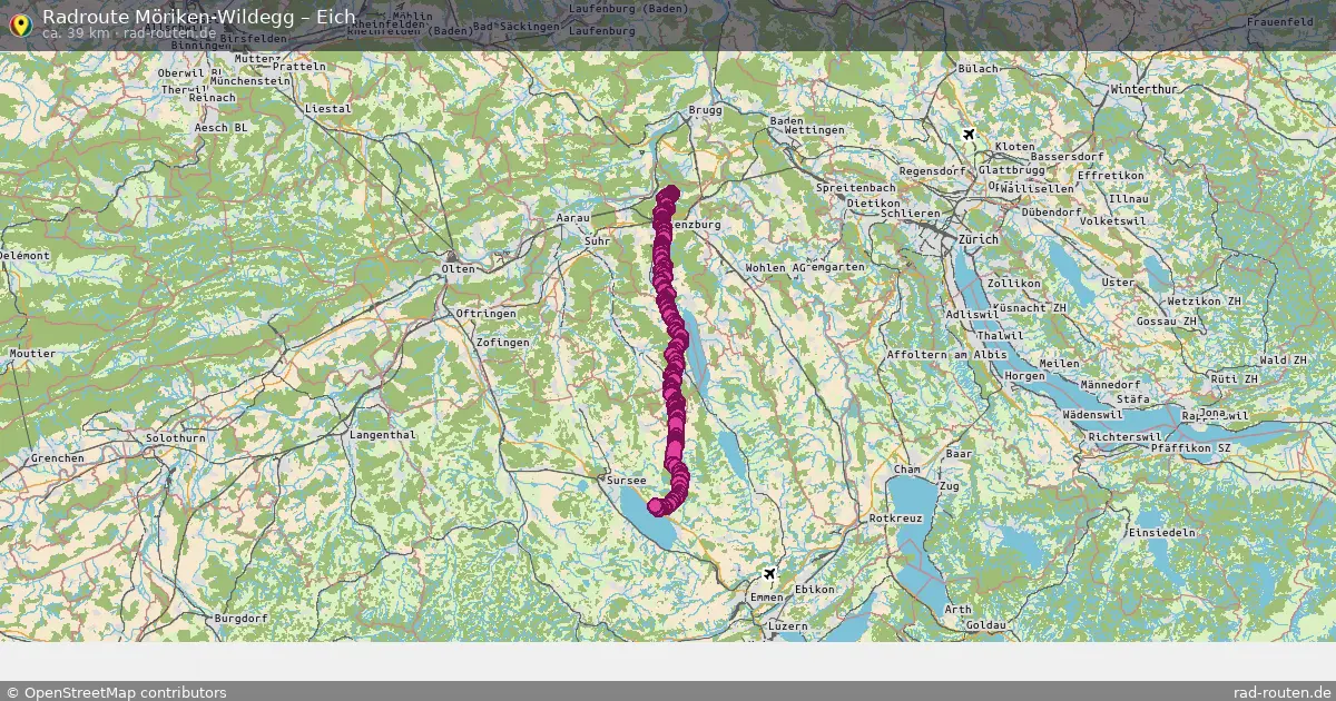 Fahrradroute Möriken-Wildegg – Eich (39 km) – Rad-Routen.de