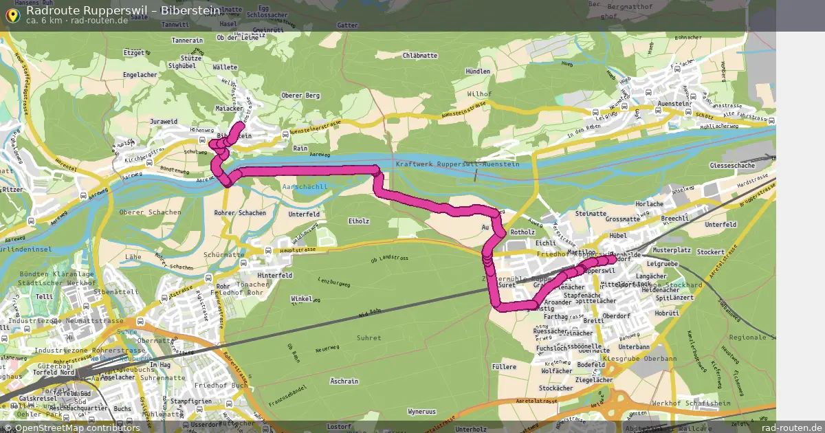 Fahrradroute Rupperswil – Biberstein (6 km) – Rad-Routen.de
