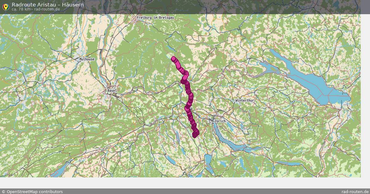 Fahrradroute von Aristau nach Häusern