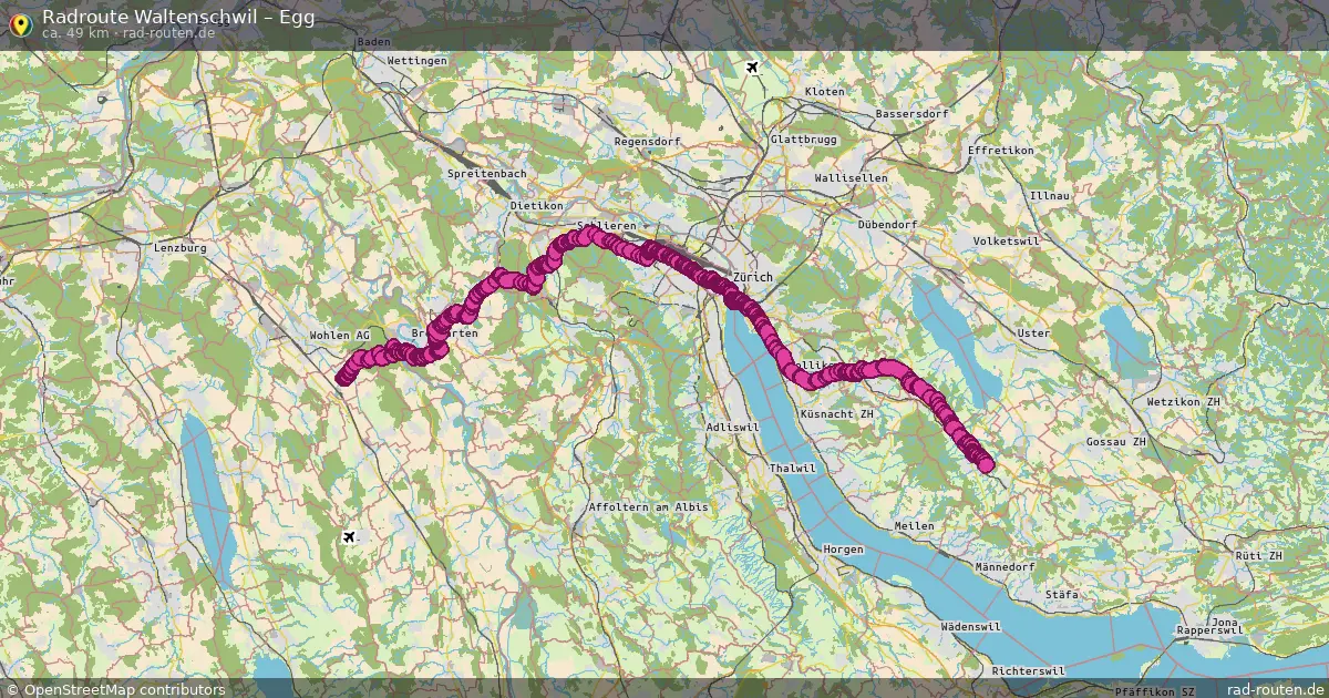 Fahrradroute Waltenschwil – Egg (49 km) – Rad-Routen.de