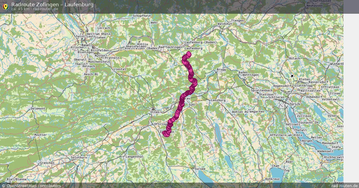 Fahrradroute Zofingen – Laufenburg (45 km) – Rad-Routen.de