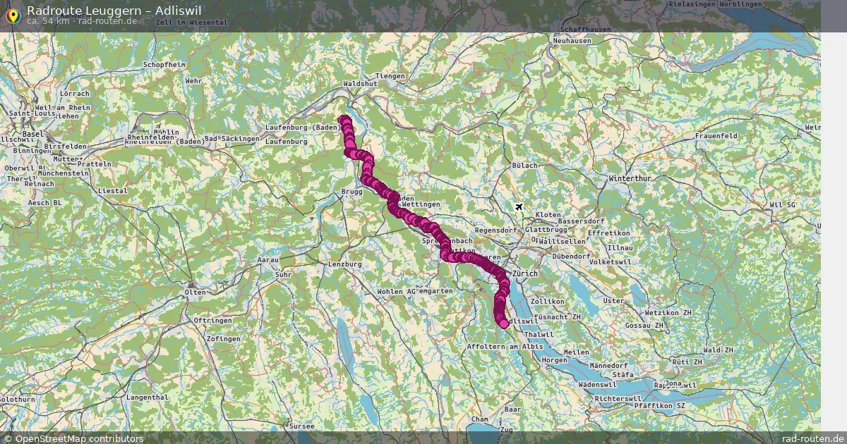 Fahrradroute Leuggern – Adliswil (54 km) – Rad-Routen.de