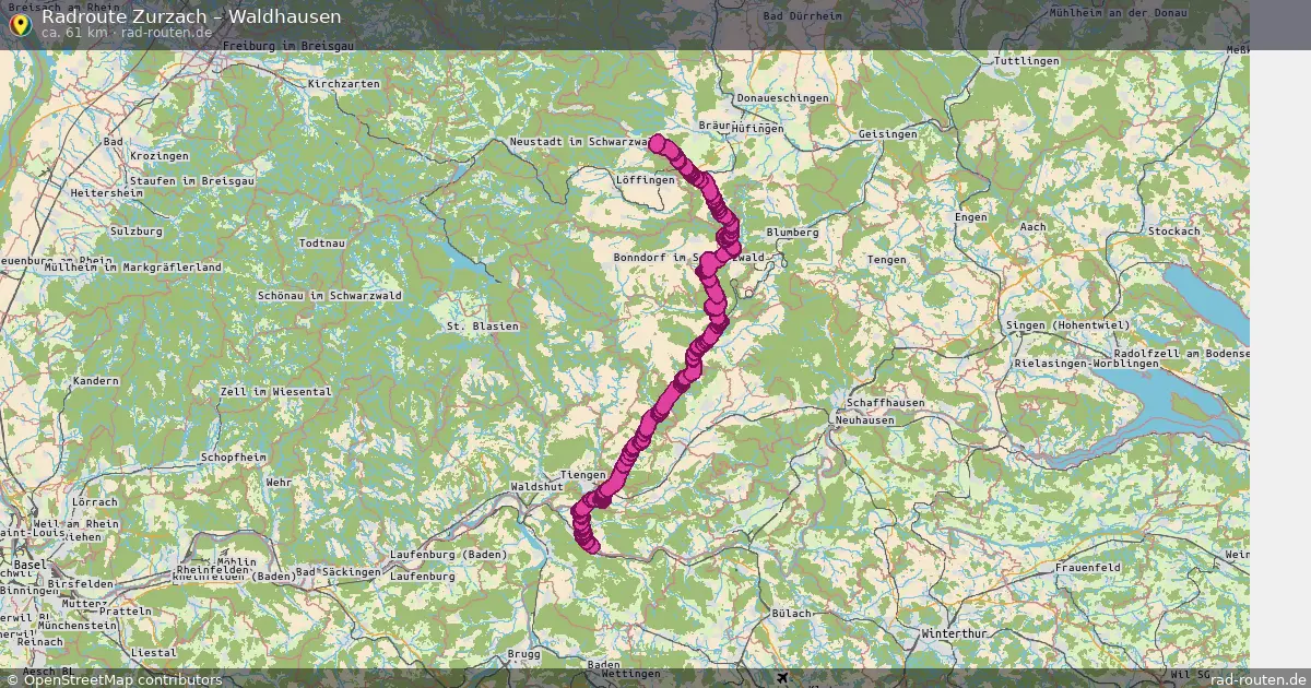 Fahrradroute Zurzach – Waldhausen (61 km) – Rad-Routen.de