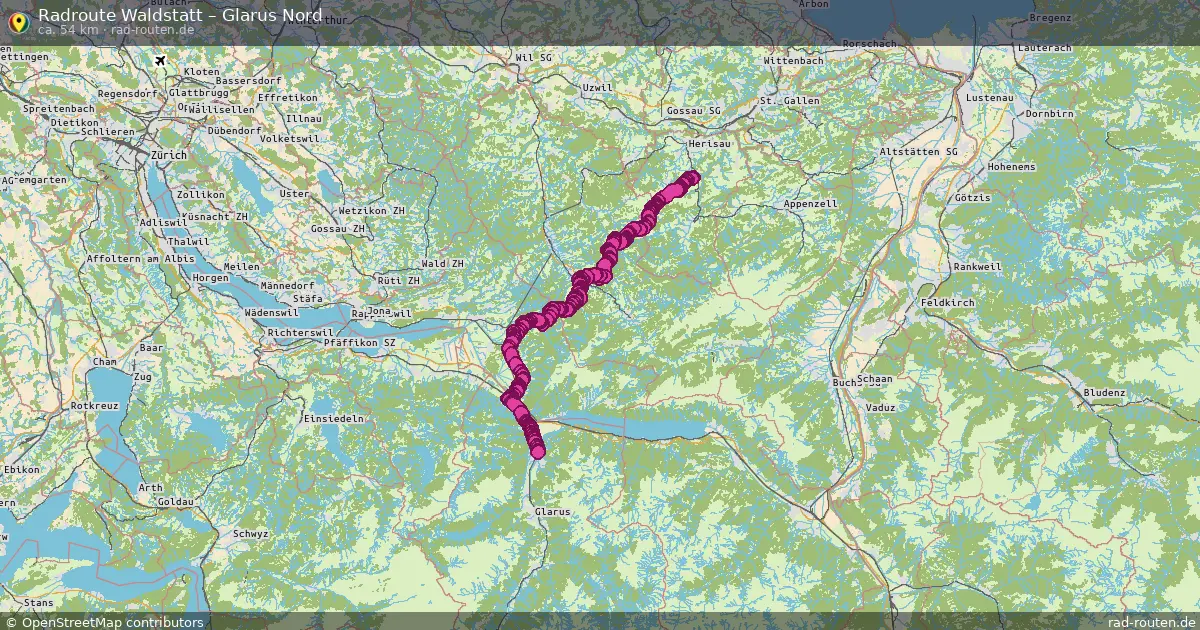 Fahrradroute Waldstatt – Glarus Nord