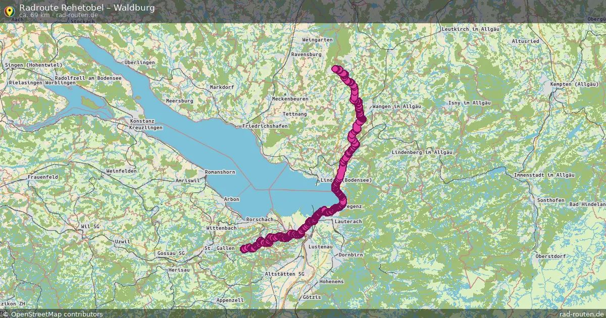 Fahrradroute Rehetobel – Waldburg (69 km) – Rad-Routen.de