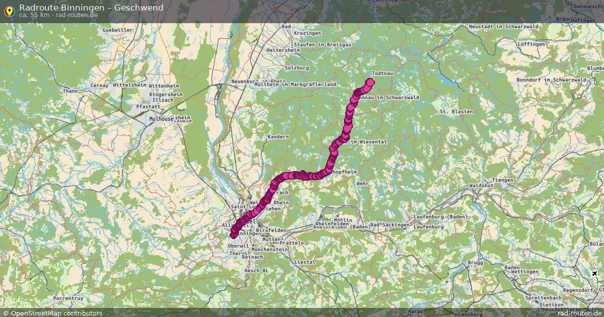 Fahrradroute Binningen – Geschwend (55 km) – Rad-Routen.de