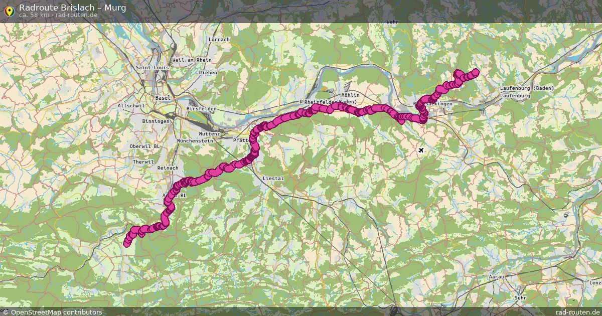 Fahrradroute Brislach – Murg (58 km) – Rad-Routen.de