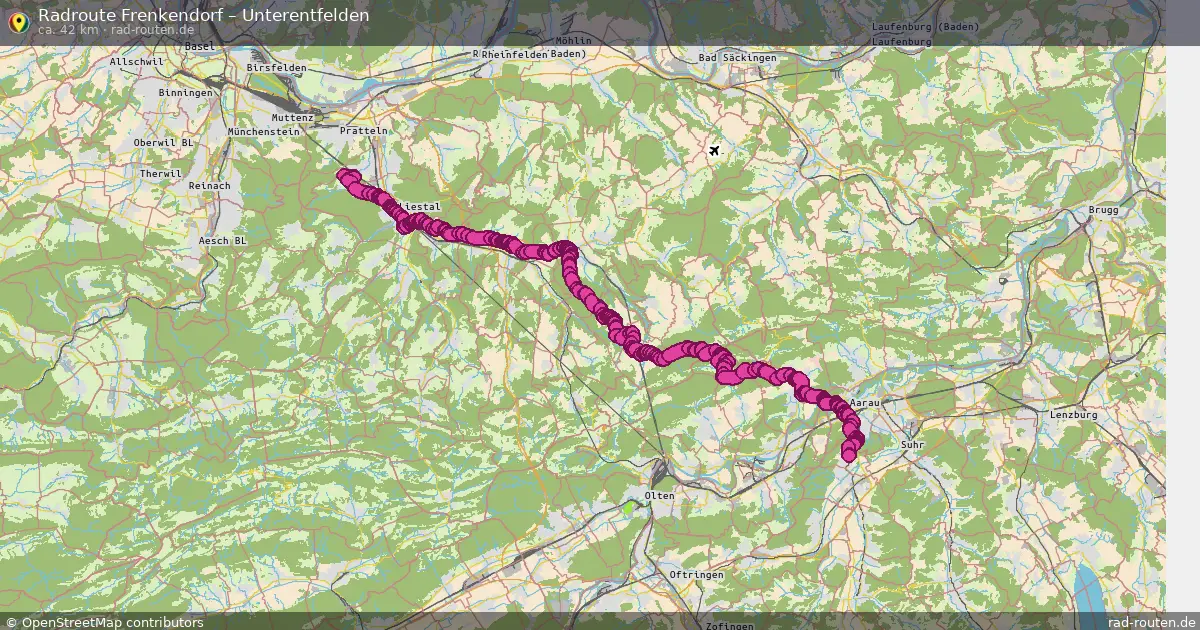 Fahrradroute Frenkendorf – Unterentfelden (42 km) – Rad-Routen.de