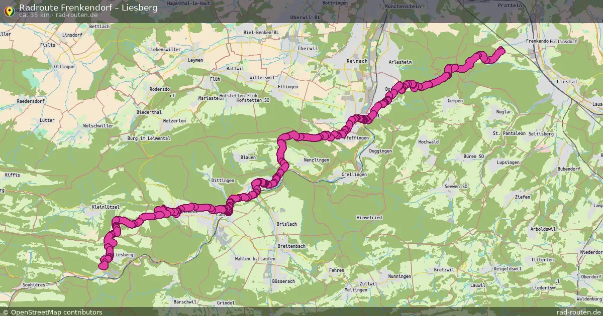 Fahrradroute Frenkendorf – Liesberg (35 km) – Rad-Routen.de