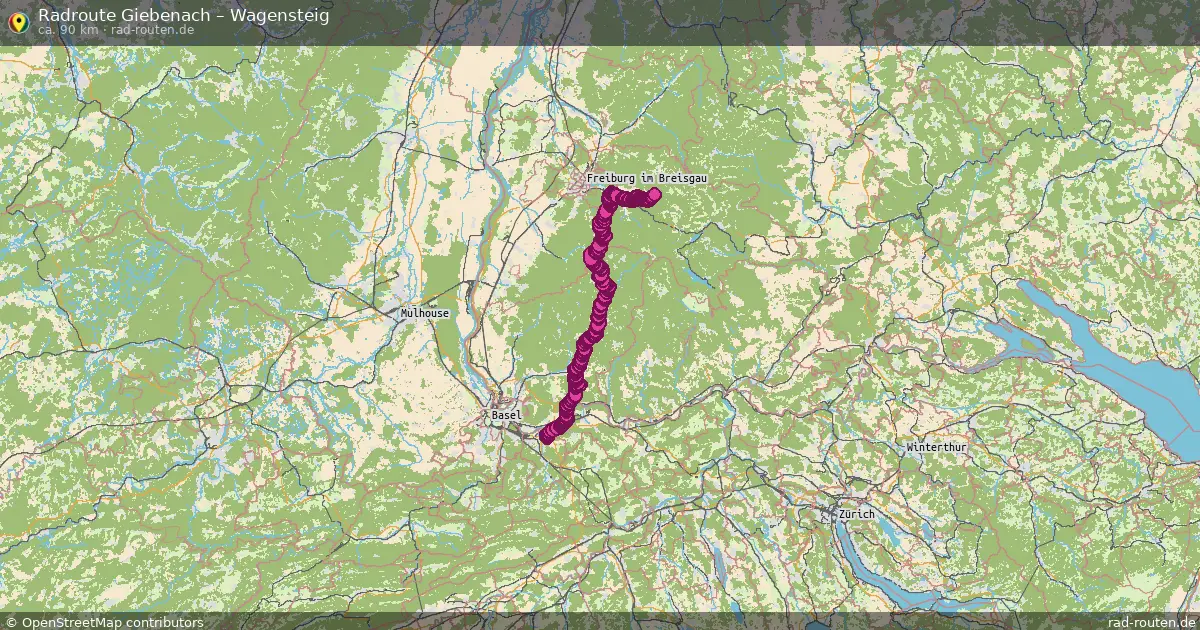 Fahrradroute Giebenach – Wagensteig (90 km) – Rad-Routen.de