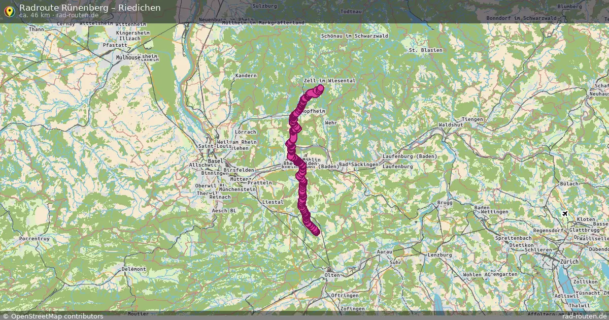 Fahrradroute Rünenberg – Riedichen (46 km) – Rad-Routen.de