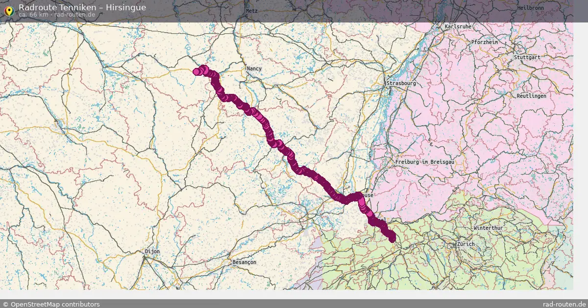 Fahrradroute Tenniken – Hirsingue (66 km) – Rad-Routen.de