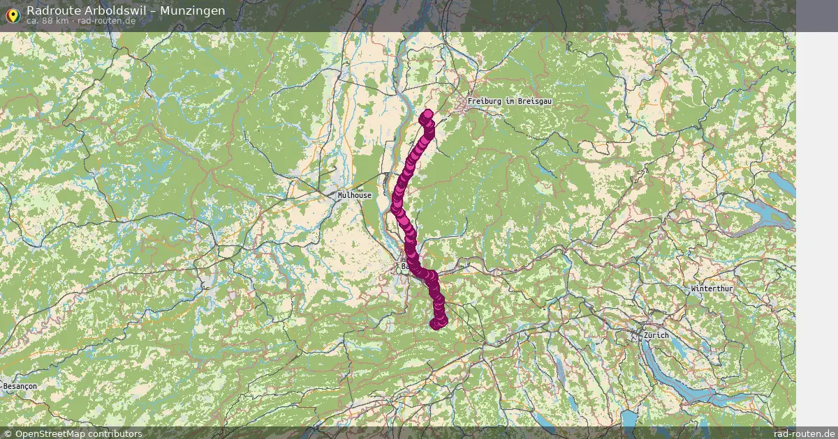 Fahrradroute Arboldswil – Munzingen (88 km) – Rad-Routen.de