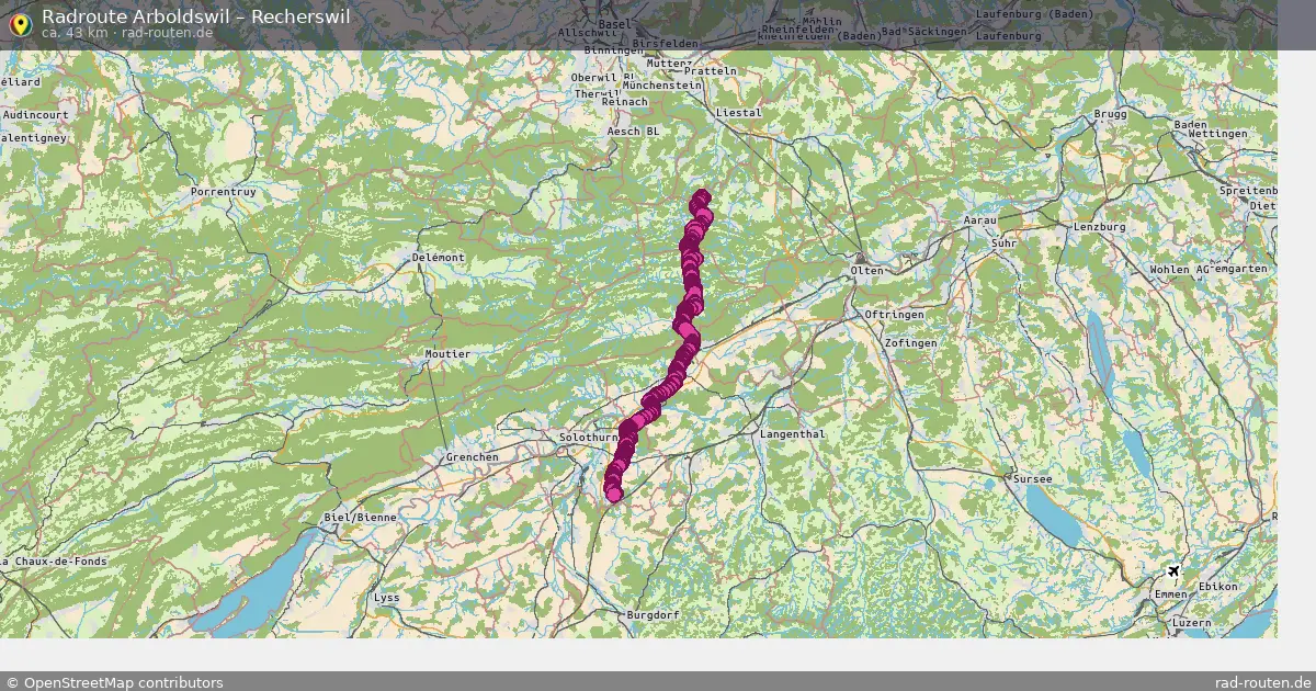 Fahrradroute Arboldswil – Recherswil (43 km) – Rad-Routen.de