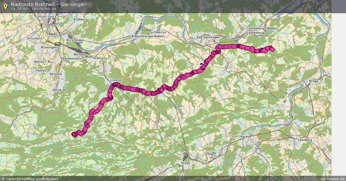 Fahrradroute Bretzwil – Gansingen (58 km) – Rad-Routen.de