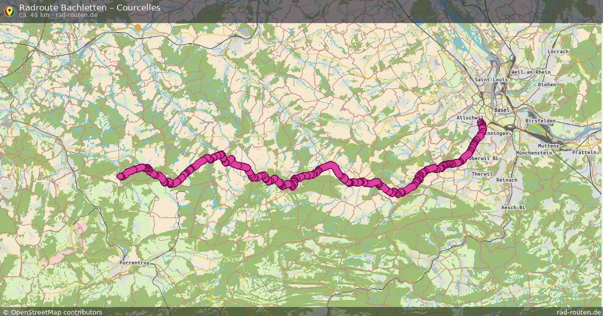 Fahrradroute Bachletten – Courcelles (48 km) – Rad-Routen.de