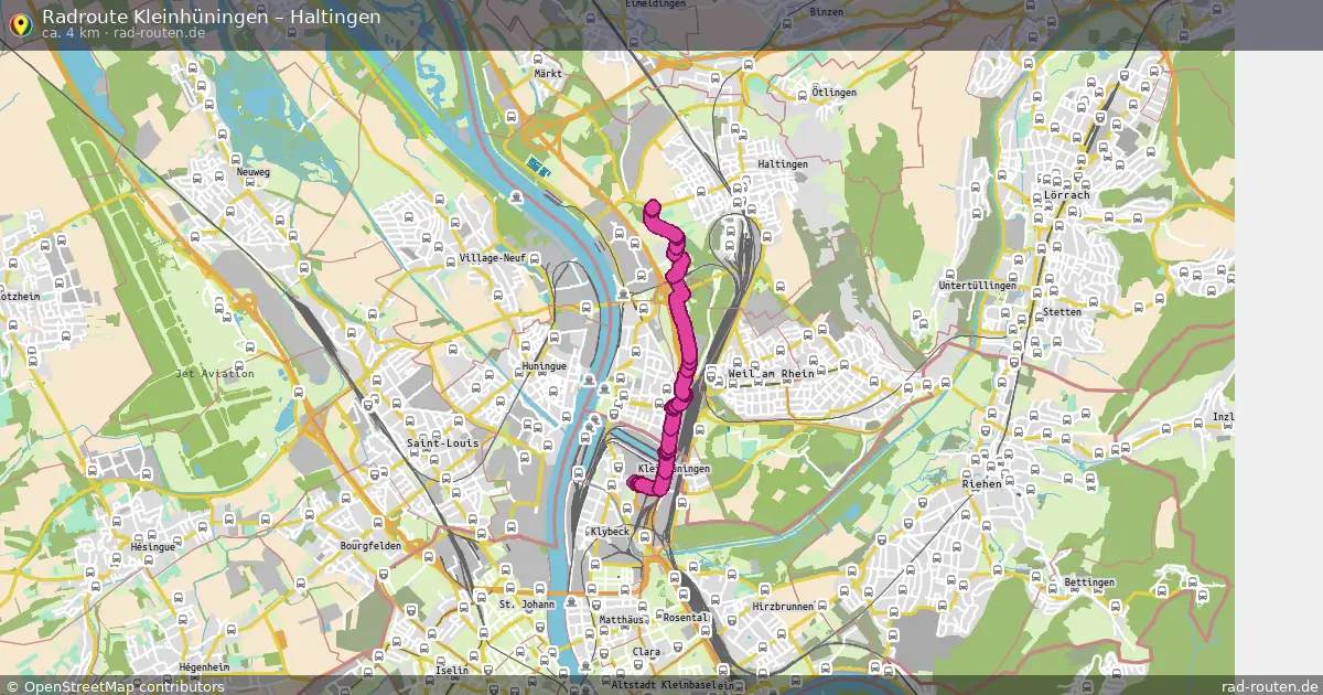 Fahrradroute Kleinhüningen – Haltingen (4 km) – Rad-Routen.de