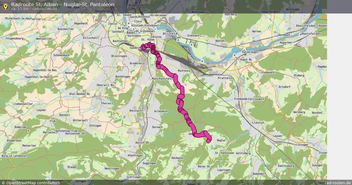 Fahrradroute St. Alban – Nuglar-St. Pantaleon (15 km) – Rad-Routen.de