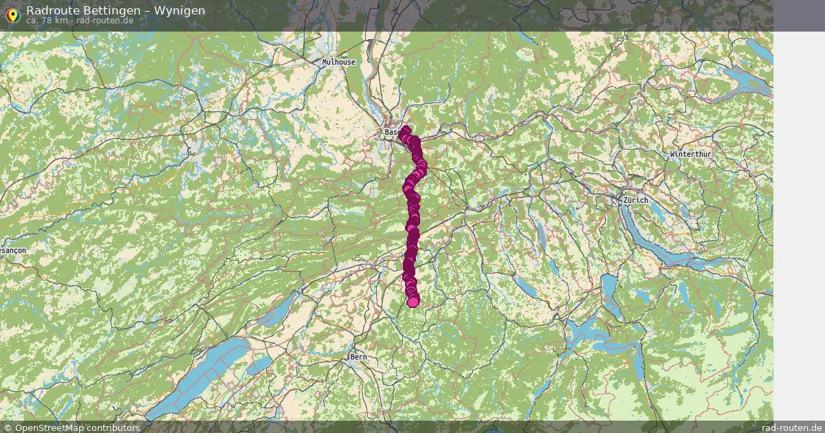 Fahrradroute Bettingen – Wynigen (78 km) – Rad-Routen.de