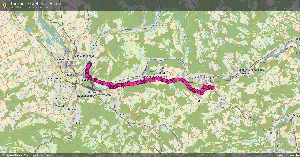 Fahrradroute Riehen – Eiken (38 km) – Rad-Routen.de