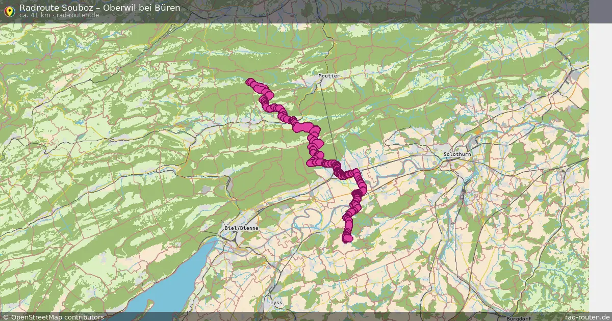 Fahrradroute Souboz – Oberwil Bei Büren (41 km) – Rad-Routen.de