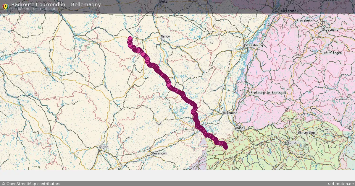 Fahrradroute Courrendlin – Jettingen (50 km) – Rad-Routen.de