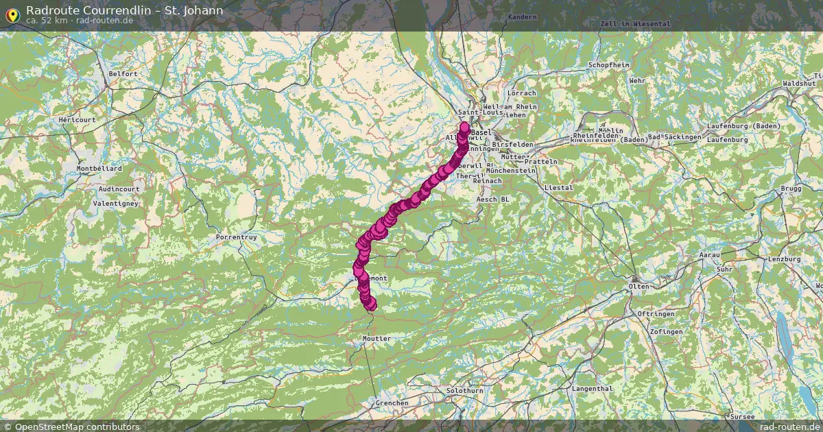 Fahrradroute Courrendlin – St. Johann (52 km) – Rad-Routen.de
