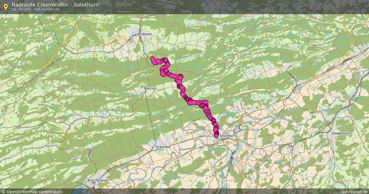 Fahrradroute Courrendlin – Solothurn (34 km) – Rad-Routen.de