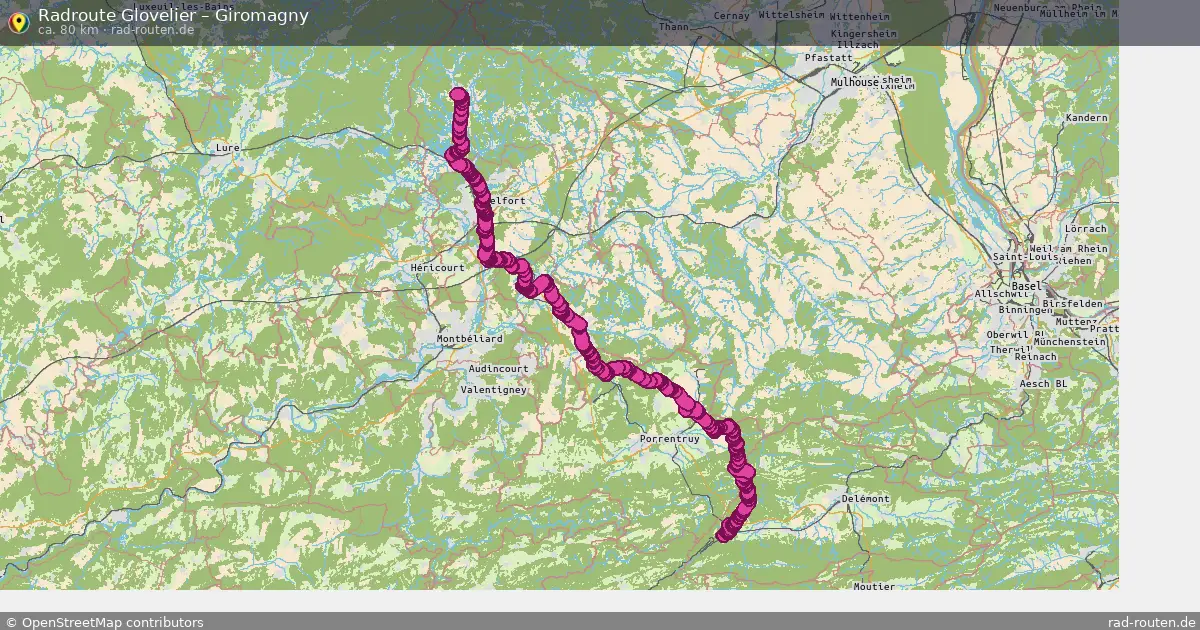 Fahrradroute Glovelier – Giromagny (80 km) – Rad-Routen.de