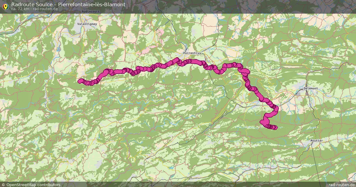 Fahrradroute Soulce – Pierrefontaine-Lès-Blamont (72 km) – Rad-Routen.de
