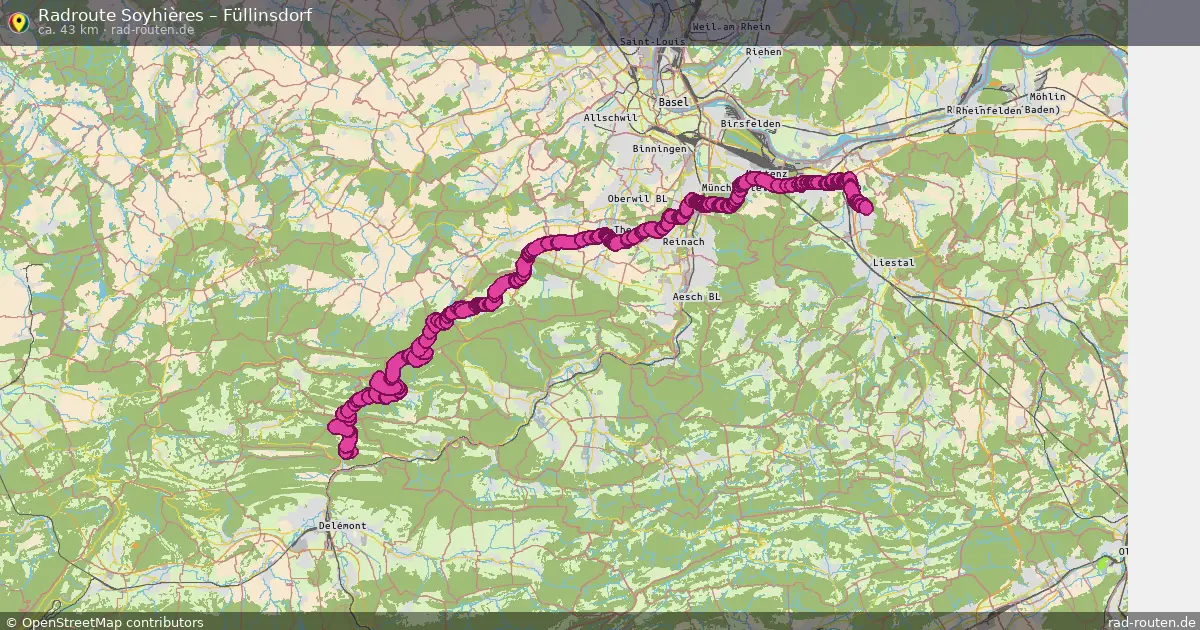 Fahrradroute Soyhières – Füllinsdorf (43 km) – Rad-Routen.de
