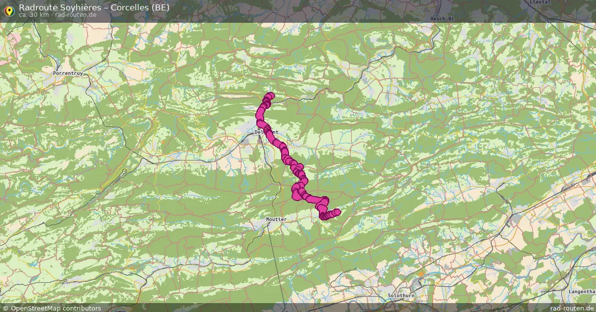 Fahrradroute Soyhières – Corcelles (Be) (30 km) – Rad-Routen.de