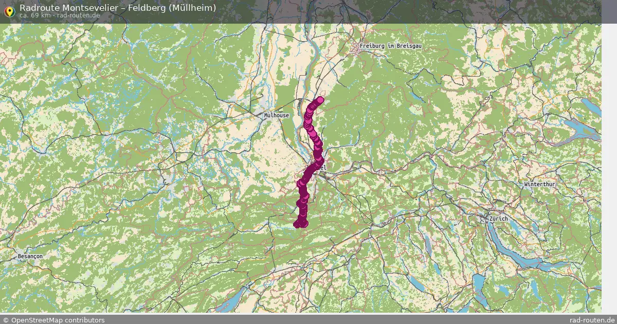 Fahrradroute Montsevelier – Feldberg (Müllheim) (69 km) – Rad-Routen.de