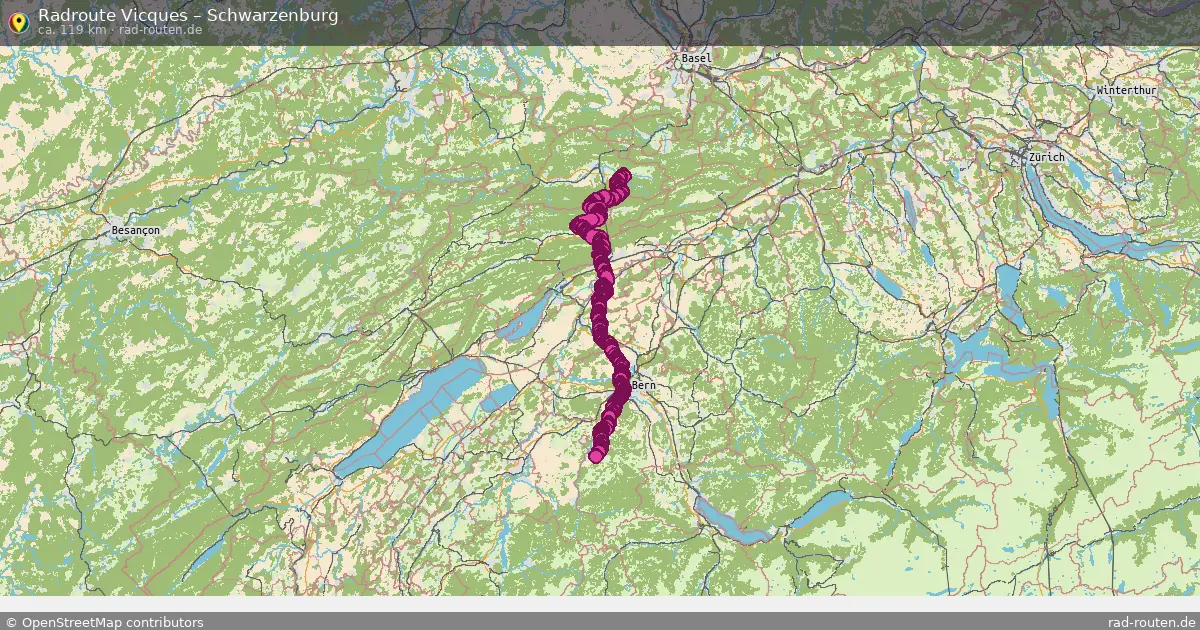 Fahrradroute Vicques – Schwarzenburg (119 km) – Rad-Routen.de