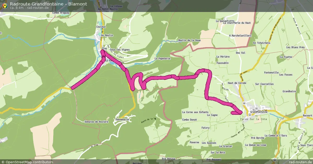 Fahrradroute Grandfontaine – Blamont (8 km) – Rad-Routen.de