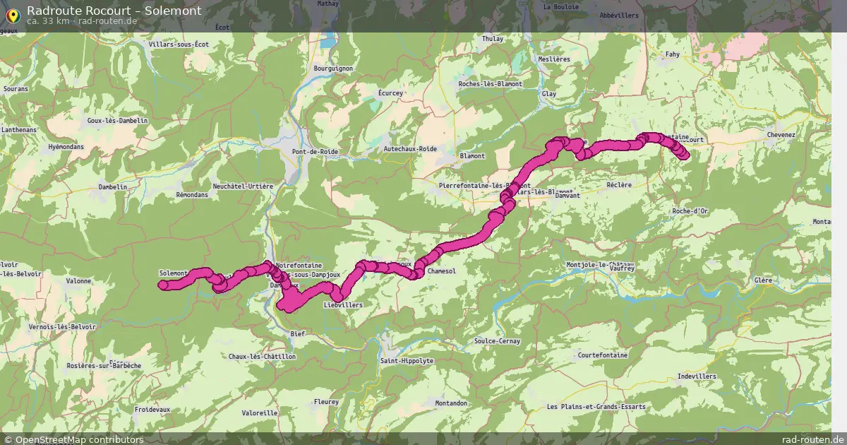 Fahrradroute Rocourt – Solemont (33 km) – Rad-Routen.de