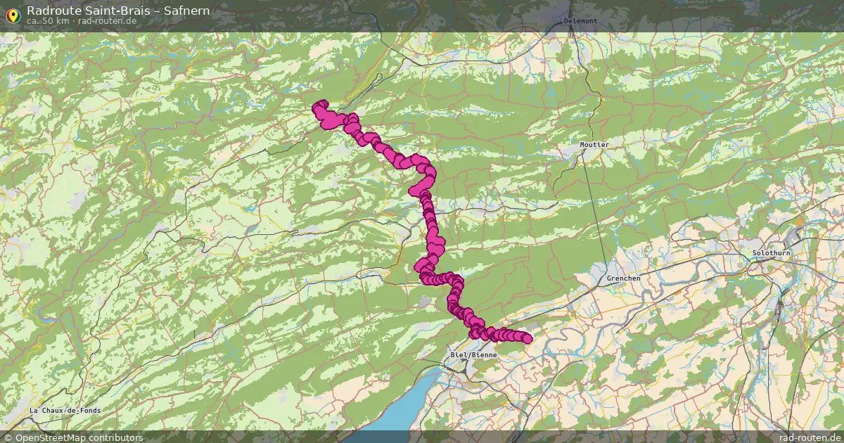 Fahrradroute Saint-Brais – Safnern (50 km) – Rad-Routen.de
