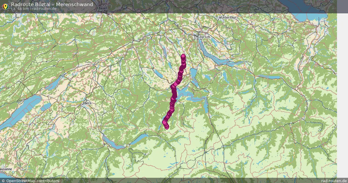 Fahrradroute Böztal – Merenschwand (46 km) – Rad-Routen.de