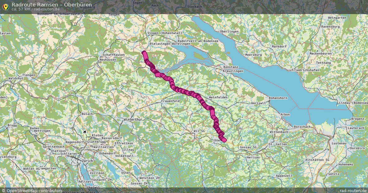 Fahrradroute Ramsen – Oberbüren (57 km) – Rad-Routen.de