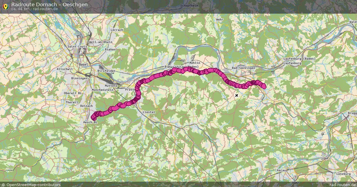Fahrradroute Dornach – Oeschgen (44 km) – Rad-Routen.de