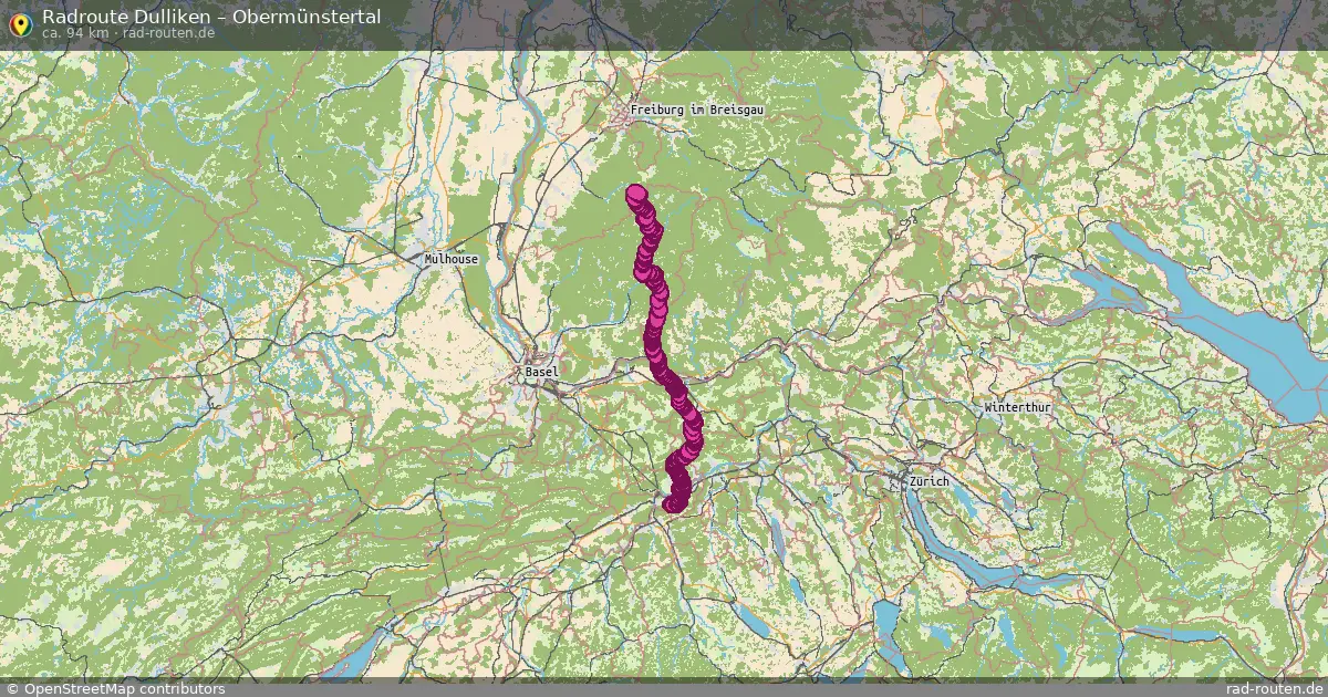 Fahrradroute Dulliken – Obermünstertal (94 km) – Rad-Routen.de