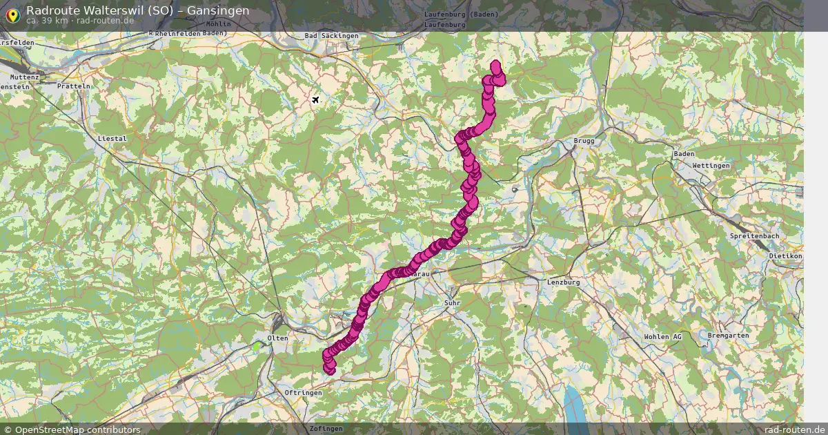 Fahrradroute Walterswil (So) – Gansingen (39 km) – Rad-Routen.de