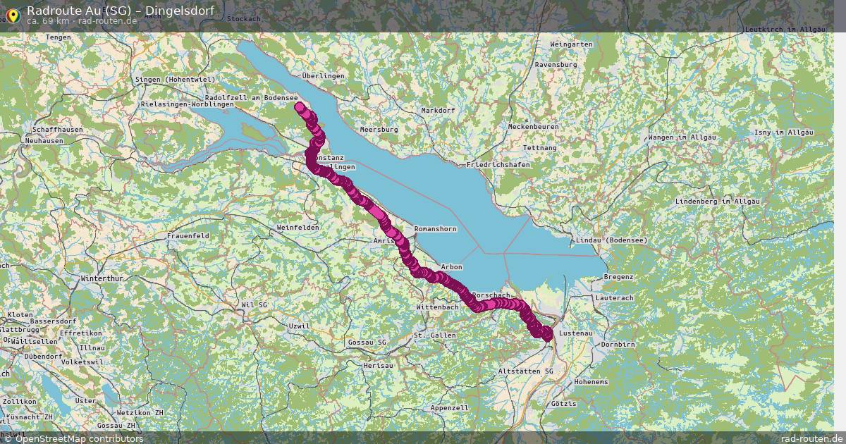 Fahrradroute Au (Sg) – Dingelsdorf (69 km) – Rad-Routen.de