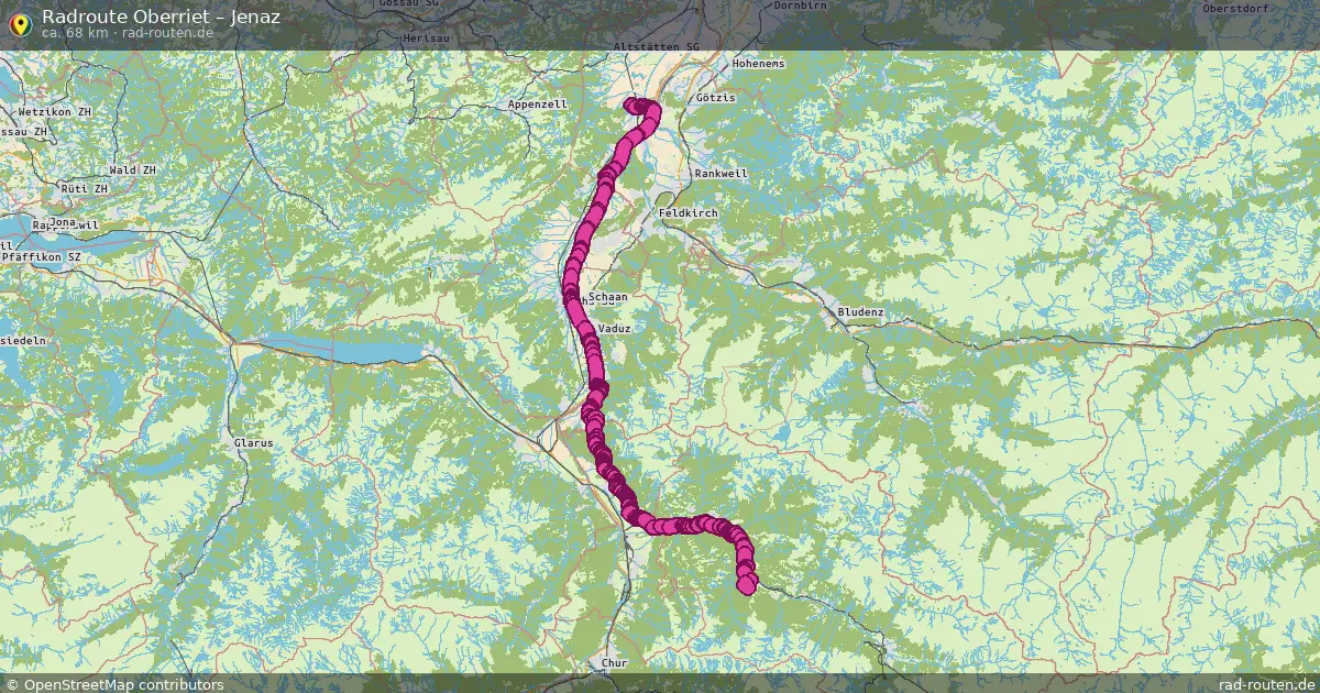 Fahrradroute Oberriet – Jenaz