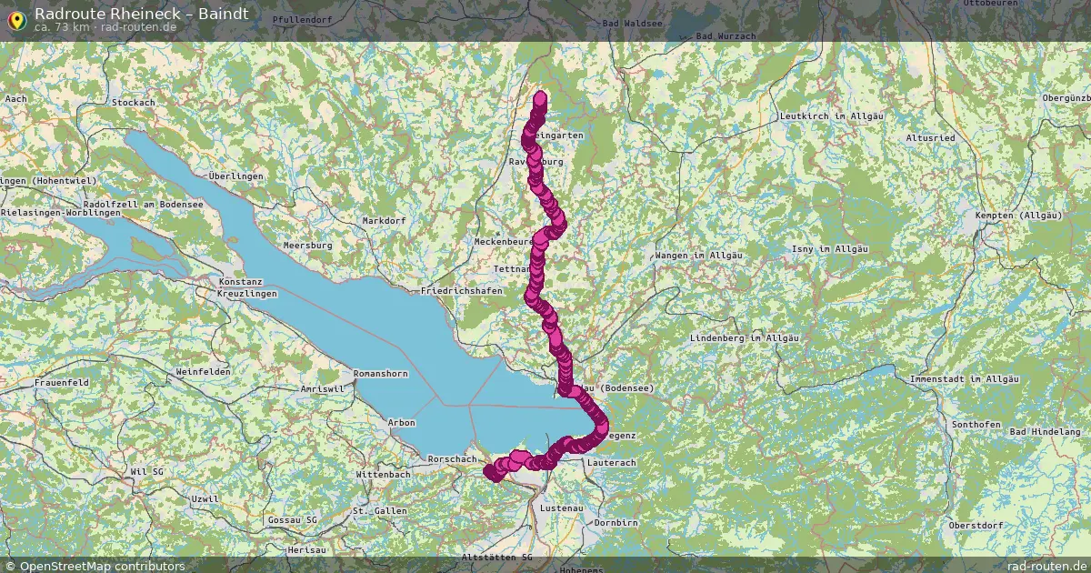 Fahrradroute Rheineck – Baindt (73 km) – Rad-Routen.de